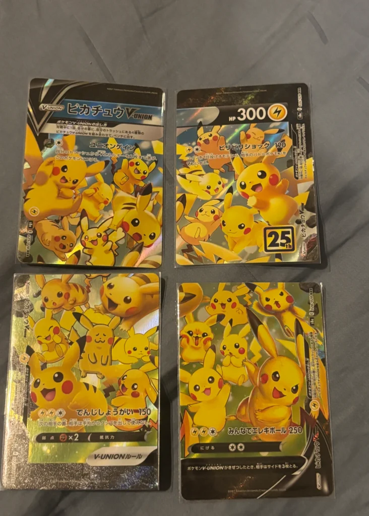 Pikachu V-UNION Complete 4-Card Set 025–028/028 s8a 25th Anniversary – Japanese